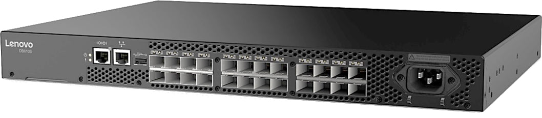 Lenovo ThinkSystem DB610S - Switch - Managed - 8 x 32Gb Fiber Channel SFP+ - desktop, rail mountable - with 8 x 16 Gbps SWL SFP+ transceiver