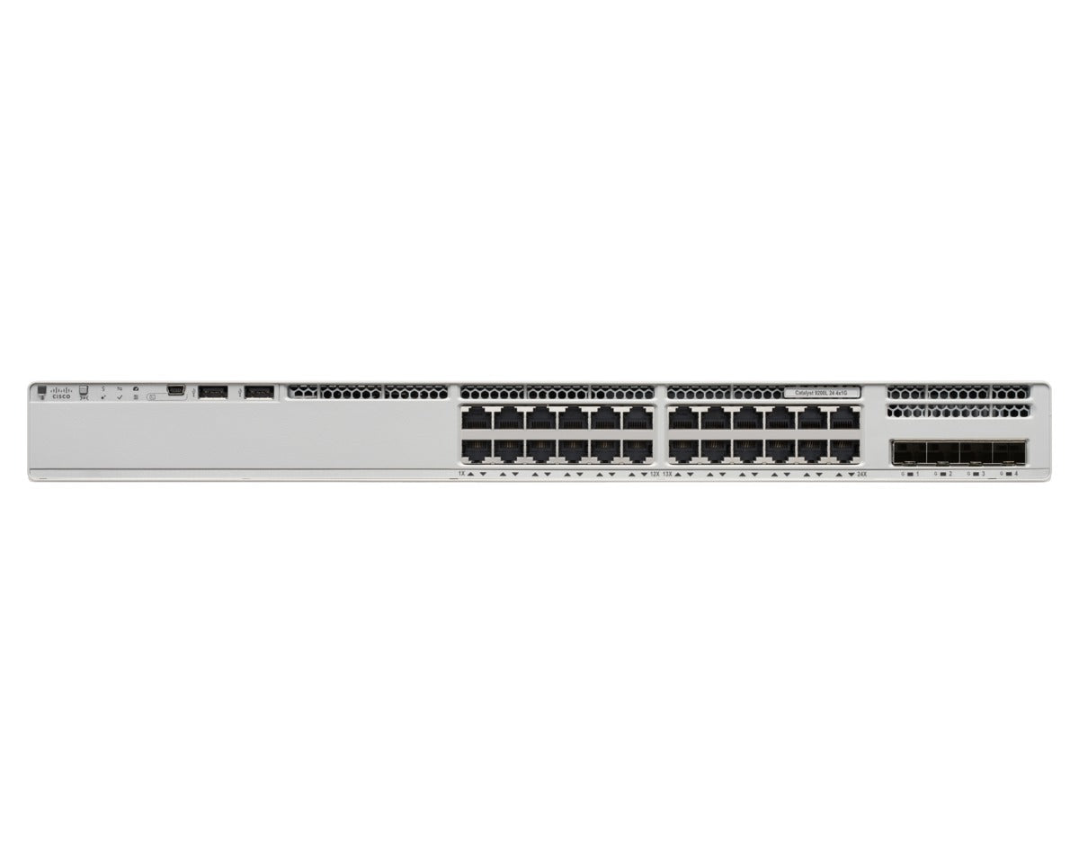 Cisco Catalyst 9200L - Network Essentials - switch - L3 - 24 x 10/100/1000 (PoE+) + 4 x 10 Gigabit SFP+ (uplink) - rail mountable - PoE+ (740 W)