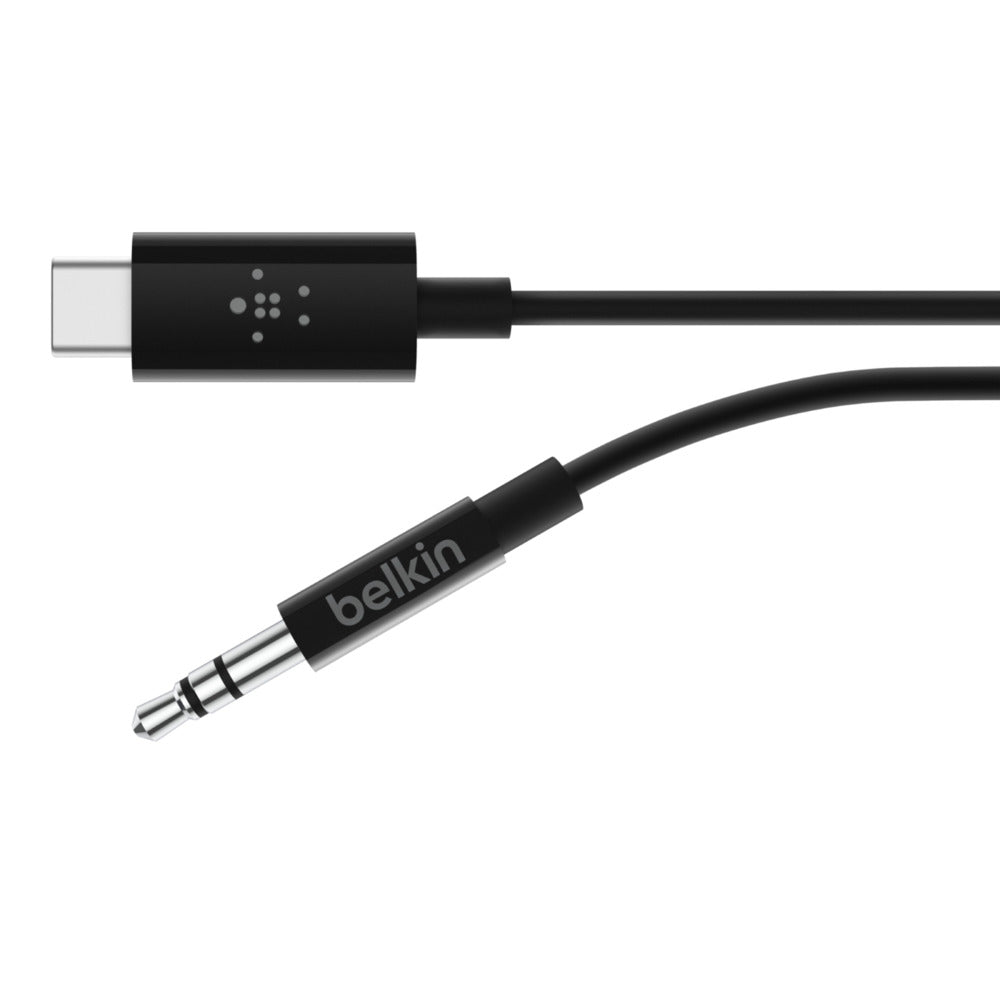 Belkin RockStar - Audio Cable - USB-C Male to Mini Male Stereo Port - 36" - White