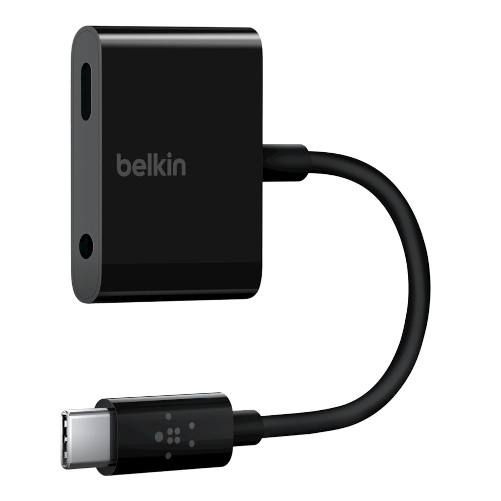 Belkin RockStar - USB-C to Headphone Connector / Charger Adapter - USB-C Male to Mini Connector, USB-C Female - USB Power Delivery (18W)