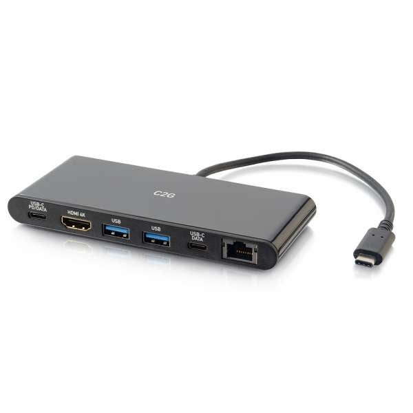 Estación de acoplamiento C2G USB-C con 4K HDMI, Ethernet, USB y Power Delivery - Estación de acoplamiento - USB-C/Thunderbolt 3 - HDMI - GigE