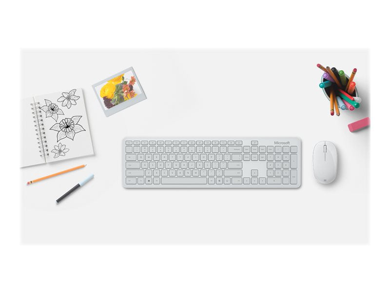 Microsoft Bluetooth Desktop - Conjunto de teclado e rato - sem fios - Bluetooth 4.0 - Espanhol - Geleira