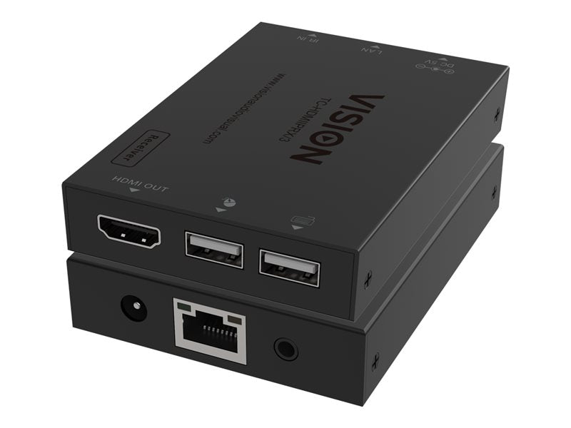VISION HDMI-over-IP Receiver - LIFETIME WARRANTY - receiver only, transmitter needs to be purchased separately - Transmits HDMI One-to-One or One-to-Many - Transmits USB 1.1 - Plug and play - IR pass-though - If just one receiver you can connect dire