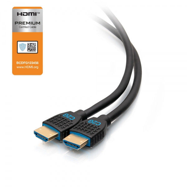 Cable HDMI 4K C2G de 15 pies con Ethernet - Certificado Premium - Alta velocidad 60 Hz - Cable HDMI con Ethernet - HDMI macho a HDMI macho - 4,57 m - Blindado - Negro - Soporte 4K