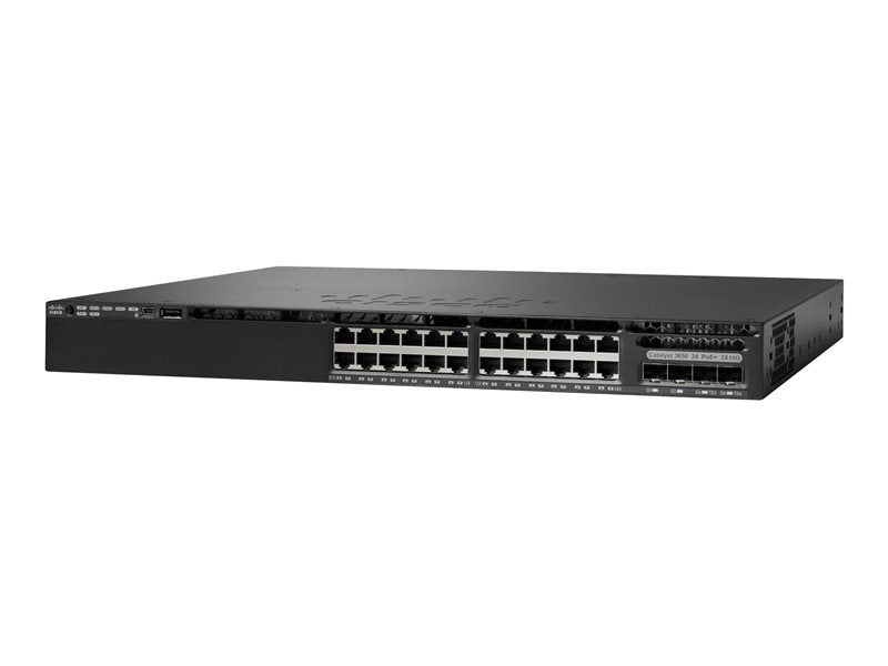 Cisco Catalyst 3650-24TD-L - Switch - Administered - 24 x 10/100/1000 + 2 x 10 Gigabit SFP+ - desktop, rail mountable (WS-C3650-24TD-L)