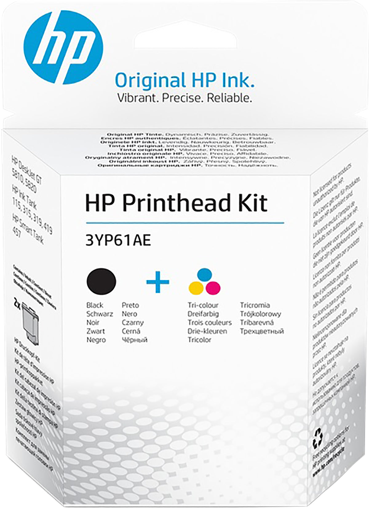 HP - Paquete de 2 - Color (cian, magenta, amarillo), negro pigmentado - Genuino - Kit de reemplazo de cabezal de impresión - para Deskjet GT 58XX, Ink Tank 11X, 31X, Ink Tank Wireless 41X, Smart Tank Wireless 45X