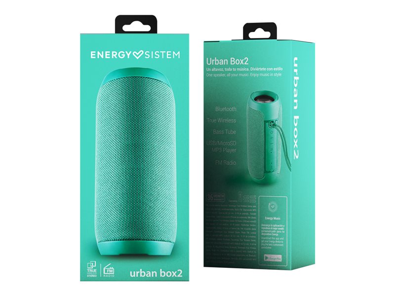 Energy Urban Box 2 - Altifalante - para utilização portátil - sem fios - Bluetooth - 10 Watt - jade