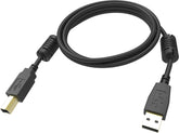 VISION Professional installation-grade USB 2.0 cable - LIFETIME WARRANTY - gold plated connectors - ferrite core USB-A end - bandwidth 480mbit/s - over 65% coverage braided shield - USB-A (M) to USB-B (M) - outer diameter 4.5 mm - 28+24 AWG - 2 m - b