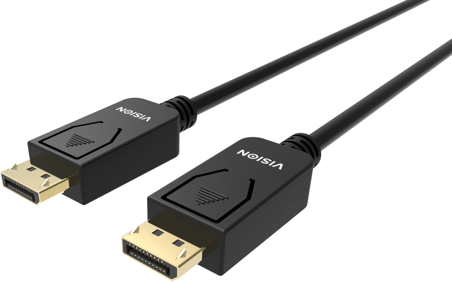 VISION Professional installation-grade DisplayPort cable - LIFETIME WARRANTY - version 1.2 4K - gold connectors - supports 1 mbps bidirectional aux channel and hotplug - DP (M) to DP (M) - outer diameter 7.3 mm - 28 AWG - 2 m - black