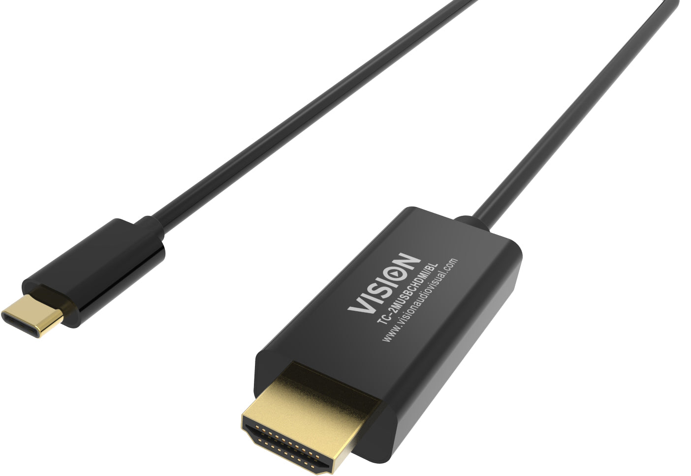 Cable USB-C a HDMI de instalación profesional VISION - GARANTÍA DE POR VIDA - 4K a 60 Hz - USB-C 3.1 (M) a HDMI (M) - diámetro exterior 4,5 mm - 32 AWG - 2 m - negro