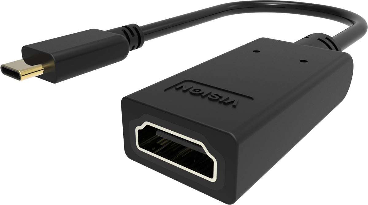 Adaptador de USB-C a HDMI de grado de instalación VISION Professional - GARANTÍA DE POR VIDA - se conecta a USB-C y tiene un conector HDMI de tamaño completo - resolución máxima 4K 30 Hz - USB-C 3.1 (M) a HDMI (F) - controlador integrado adaptador - negro