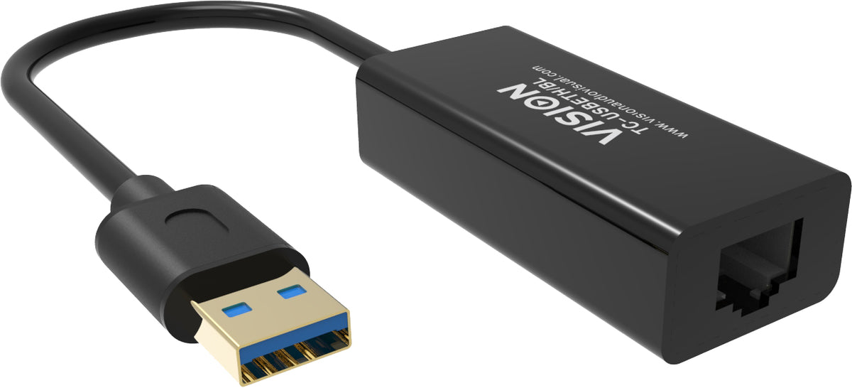 VISION Professional installation-grade USB-A to RJ45 Ethernet network adapter - LIFETIME WARRANTY - 100/1000 mbps - fast ethernet mac - supports suspend/resume detection logic and control endpoint - USB-A 3.0 (M) to shielded RJ45 (F) - driver on USB