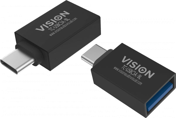 Adaptador de USB-C a USB-A de grado de instalación VISION Professional - GARANTÍA DE POR VIDA - se conecta a USB-C y tiene un conector USB-A 3.0 de tamaño completo - USB-C (M) a USB tipo A (F) - USB 3.1 Gen 2 - negro