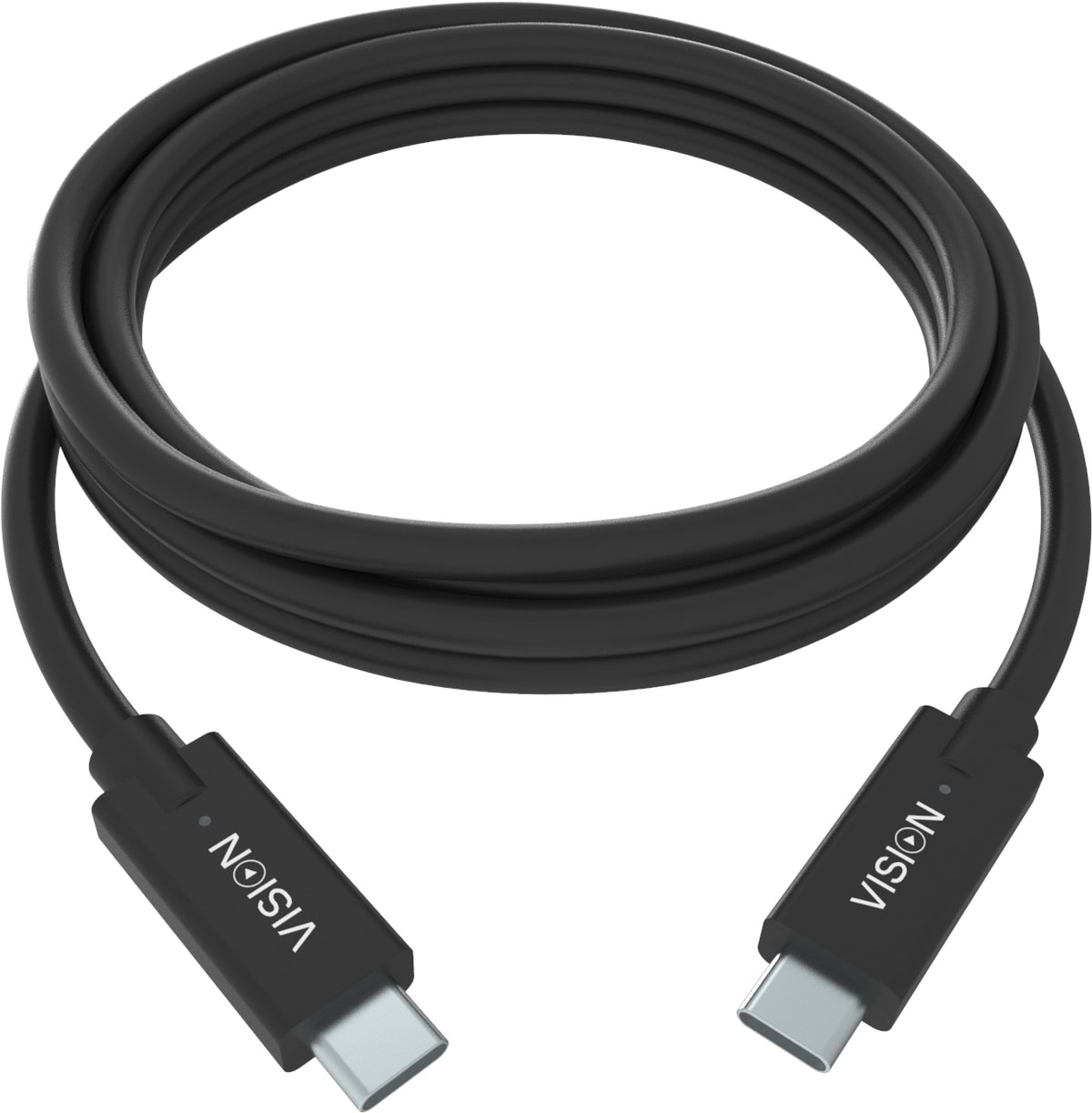 VISION Professional installation-grade USB-C cable - LIFETIME WARRANTY - bandwidth up to 10 gbit/s - supports 3A charging current - USB-C 3.1 (M) to USB-C 3.1 (M) - outer diameter 4.5 mm - 22+30 AWG - 1 m - black