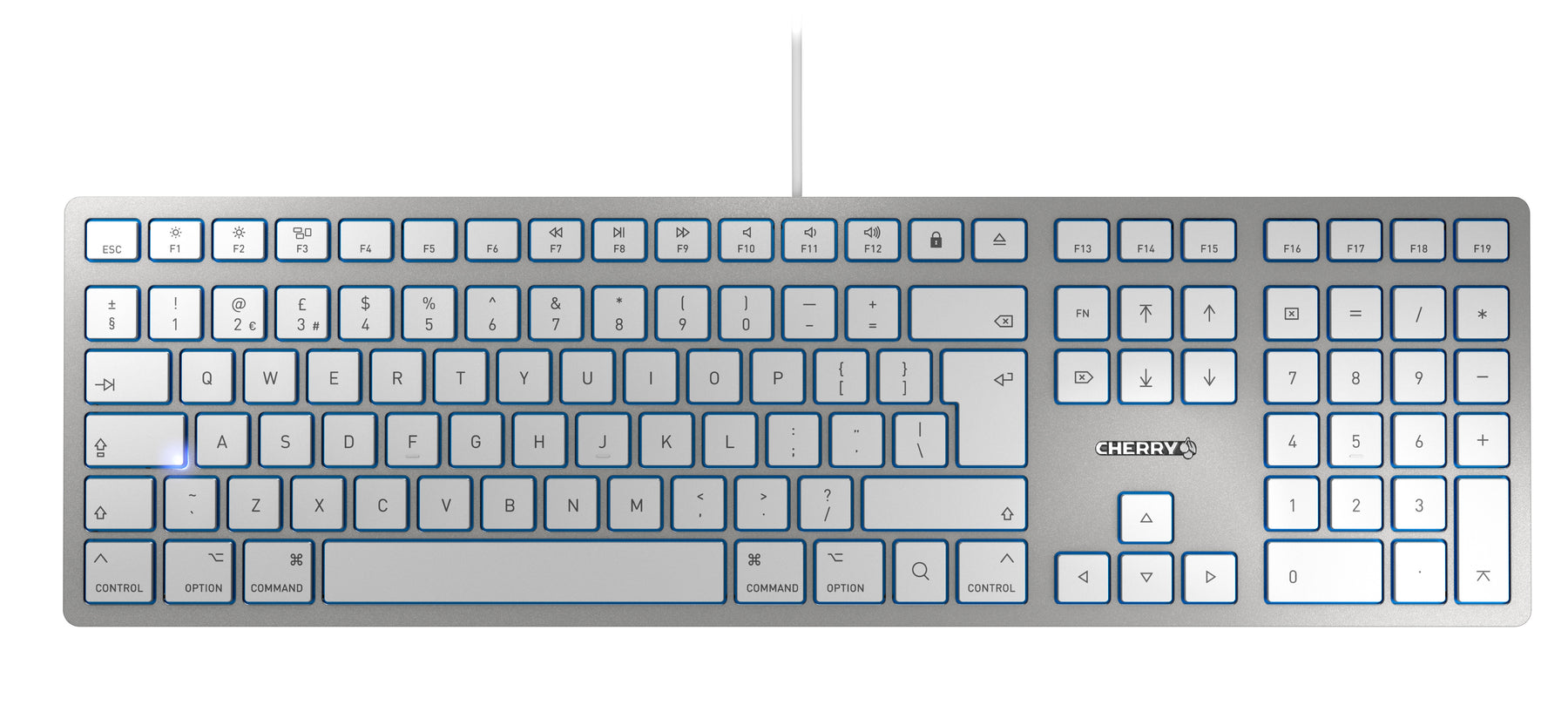 CHERRY KC 6000 SLIM FOR MAC - Teclado - USB - UK - interruptor: CHERRY SX - plateado