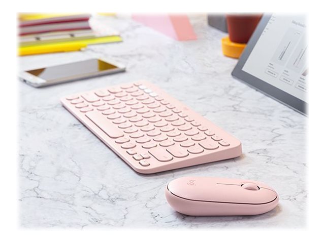 Logitech K380 Multi-Device Bluetooth Keyboard - Keyboard - Wireless - Bluetooth 3.0 - QWERTY - Spanish - Pink (920-009587)