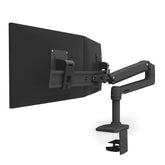 Ergotron LX - Mounting Kit (Swivel Arm, 2 Axis, Dual Display Arch, Base, 2-Piece Desk Clip, 8" Pole, Extension) - For 2 LCD Displays - Dual Orientation - Matte Black - Screen Size : up to 25"