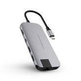 Hub HyperDrive Slim 8 en 1 - Estación de acoplamiento - USB-C - HDMI, Mini DP - GigE