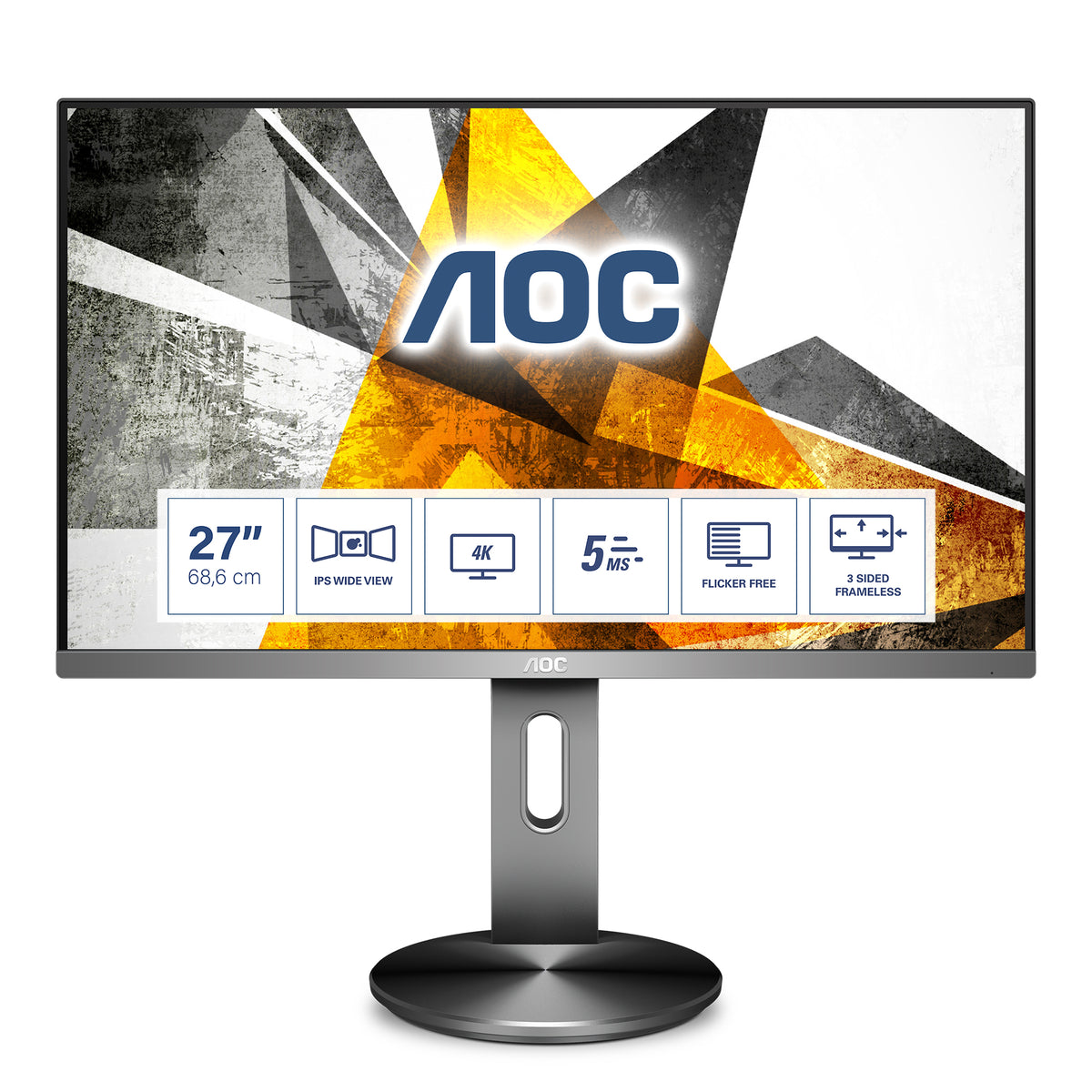 AOC MONITOR IPS 27 UHD 4K HDMI DP USB COLUNAS HAS PIVOT U2790PQU