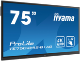 iiyama ProLite TE7504MIS-B1AG - 75" Classe Diagonal (74.5" visível) ecrã LCD com luz de fundo LED - interativa - com leitor de multimédia e ecrã tátil incorporados (multi toque) - 4K UHD (2160p) 3840 x 2160 - LED de iluminação directa - preto opaco