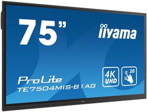 iiyama ProLite TE7504MIS-B1AG - 75" Classe Diagonal (74.5" visível) ecrã LCD com luz de fundo LED - interativa - com leitor de multimédia e ecrã tátil incorporados (multi toque) - 4K UHD (2160p) 3840 x 2160 - LED de iluminação directa - preto opaco