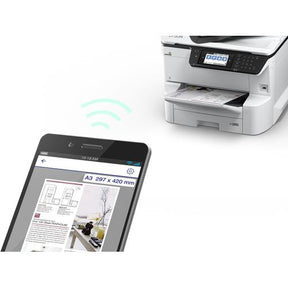 Epson WorkForce Pro WF-C8690DWF - Impresora multifunción - color - inyección de tinta - A3 (soportes) - hasta 22 ppm (copia) - hasta 24 ppm (impresión) - 335 hojas - 33,6 Kbps - LAN Gigabit, host USB, NFC, USB 3.0, anfitrión USB 2.0, Wi-Fi (CA)