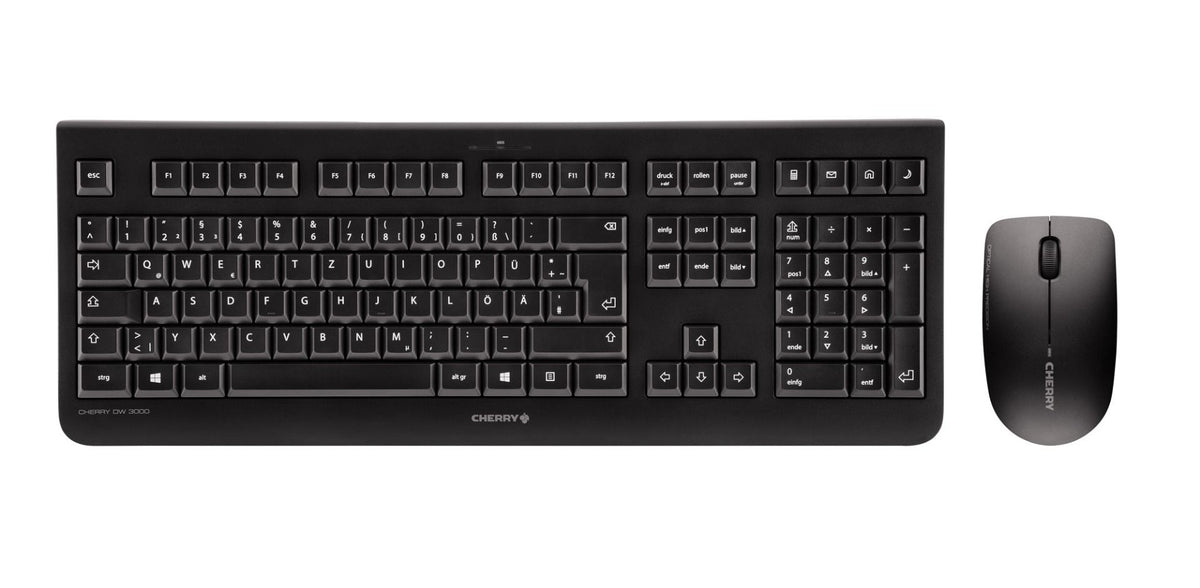 CHERRY DW 3000 - Keyboard and mouse set - wireless - 2.4 GHz - Spanish - switch: CHERRY LPK - black