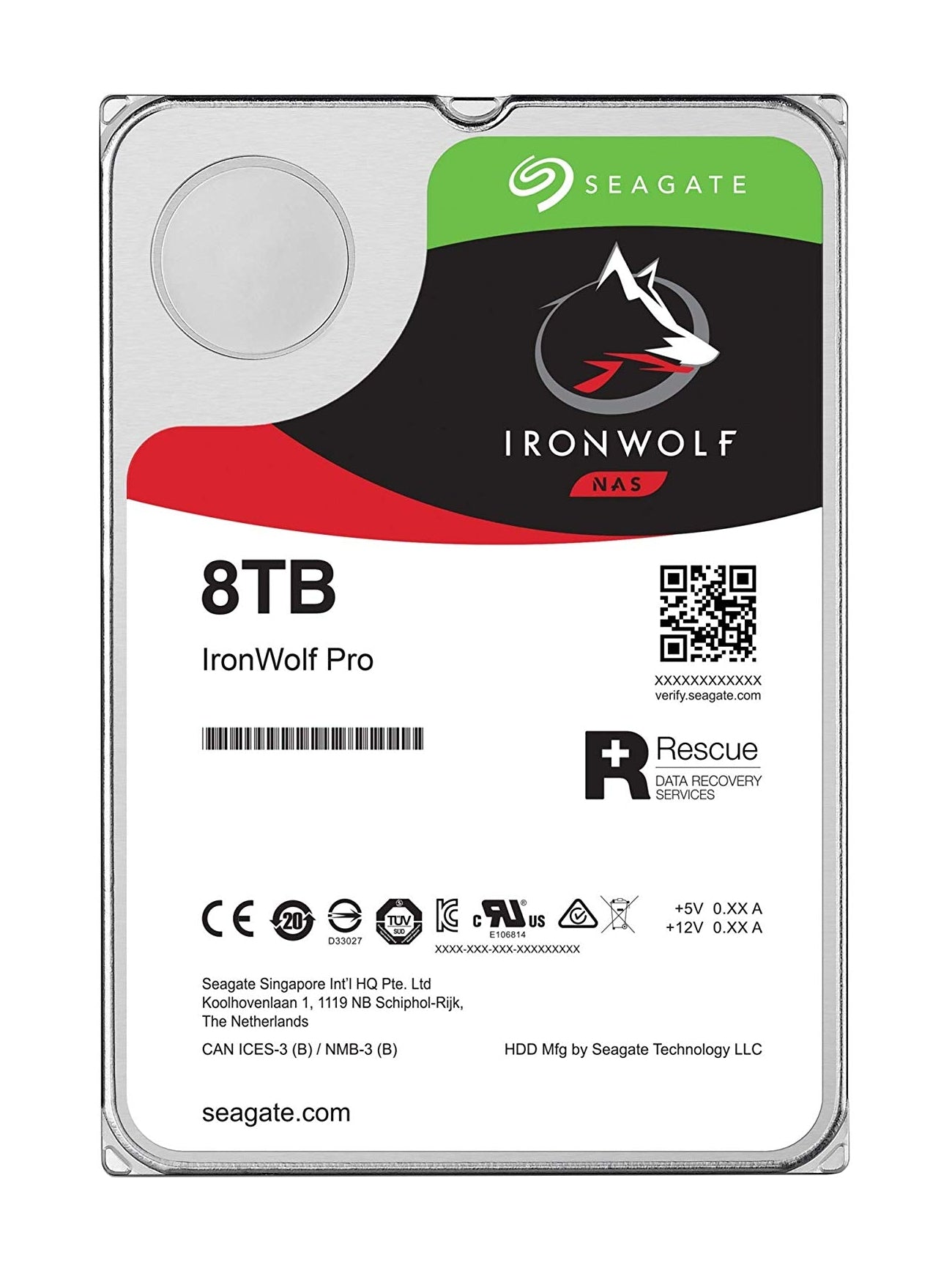 Seagate IronWolf Pro ST8000NE001 - Hard disk - 8 TB - internal - 3.5" - SATA 6Gb/s - 7200 rpm - buffer: 256 MB - with 2 years Rescue Data Recovery Plan