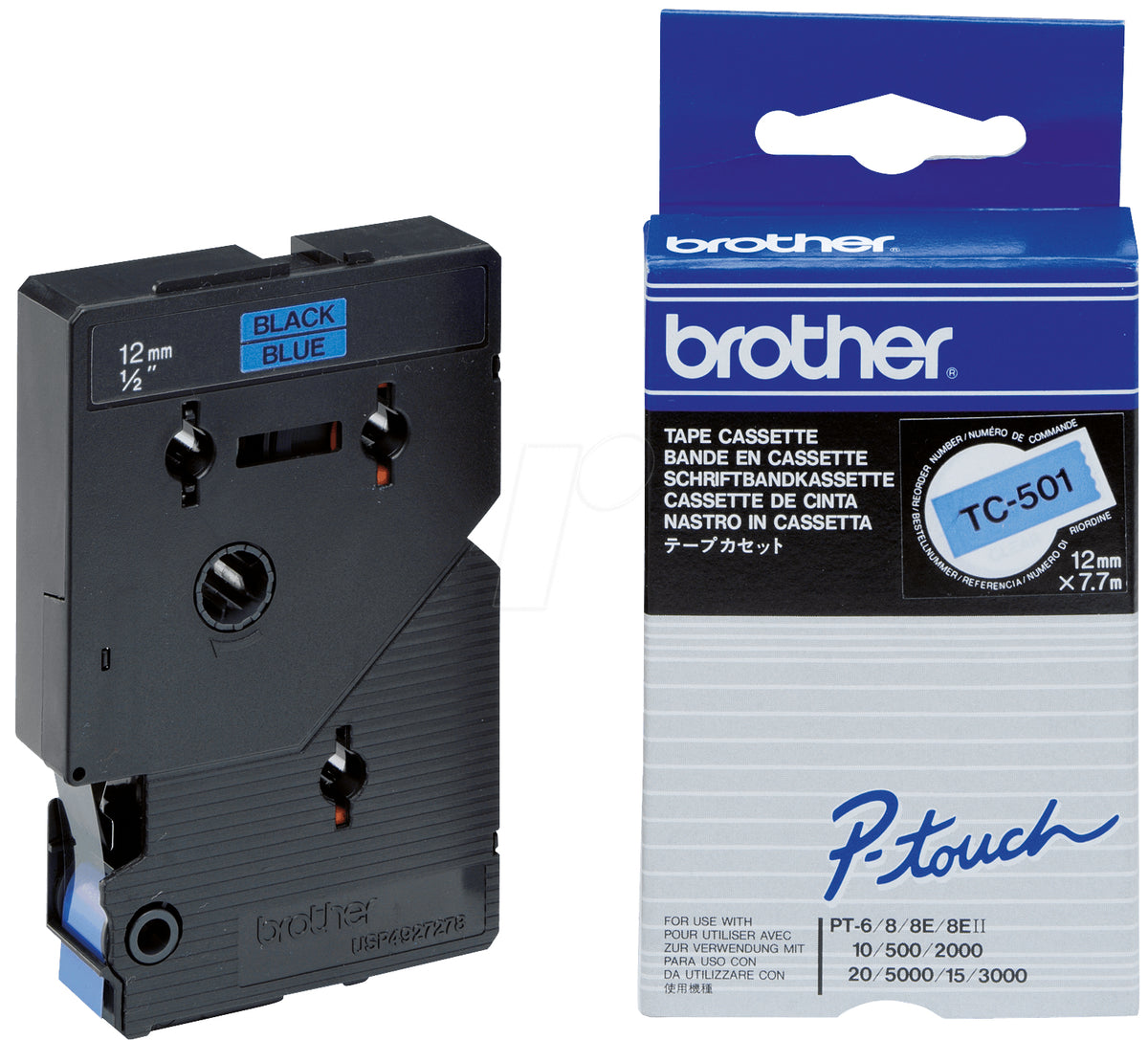 Brother - Black, Blue - Roll (1.2 cm x 7.7 m) 1 pcs. printer ribbon - for P-Touch PT-15, PT-20, PT-2000, PT-3000, PT-500, PT-5000, PT-6, PT-8, PT-8E