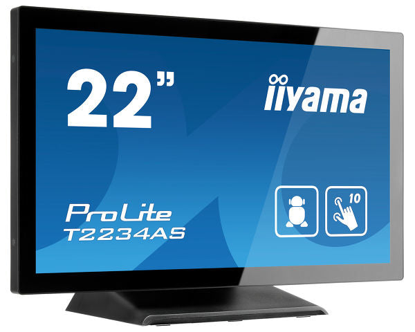 iiyama ProLite T2234AS-B1 - Kiosco - 1 RK3288 / 1.8 GHz - RAM 2 GB - SSD - eMMC 16 GB - Mali-T760 MP4 - GigE, RS-232C - WLAN: 802.11a/b/g/n, Bluetooth 4.0 - Android 8.1 (Oreo) - pantalla: pantalla táctil LED 21.5" 1920 x 1080 (Full HD) - negro