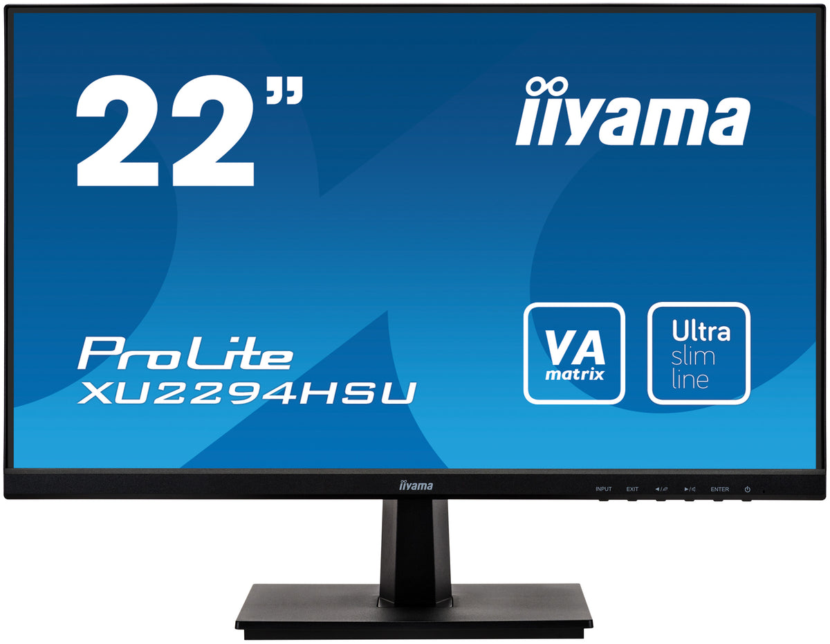 iiyama ProLite XU2294HSU-B1 - Monitor LED - 22" (21.5" visível) - 1920 x 1080 Full HD (1080p) @ 75 Hz - VA - 250 cd/m² - 3000:1 - 4 ms - HDMI, VGA, DisplayPort - altifalantes - preto opaco