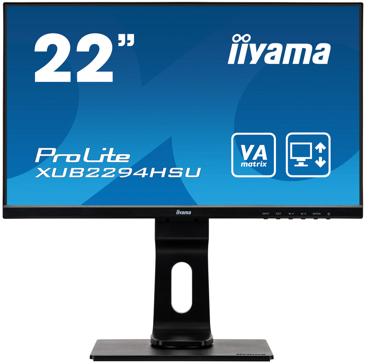 iiyama ProLite XUB2294HSU-B1 - LED Monitor - 22" (21.5" viewable) - 1920 x 1080 Full HD (1080p) @ 75 Hz - VA - 250 cd/m² - 3000:1 - 4 ms - HDMI, VGA, DisplayPort - speakers - opaque black