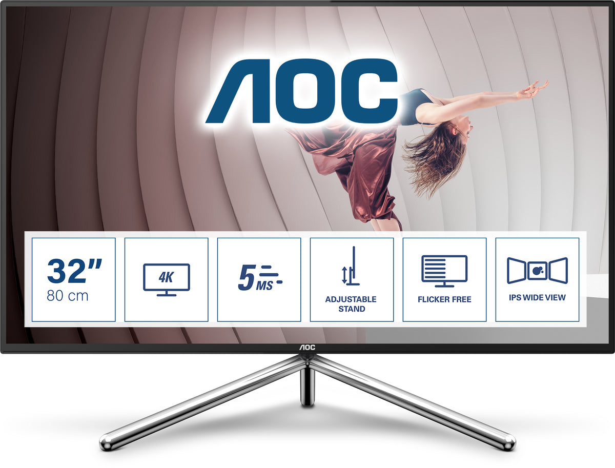 AOC MONITOR IPS 32 (31.5) 16:9 UHD 4K HDMI DP USB-C COLUNAS HAS PIVOT U32U1