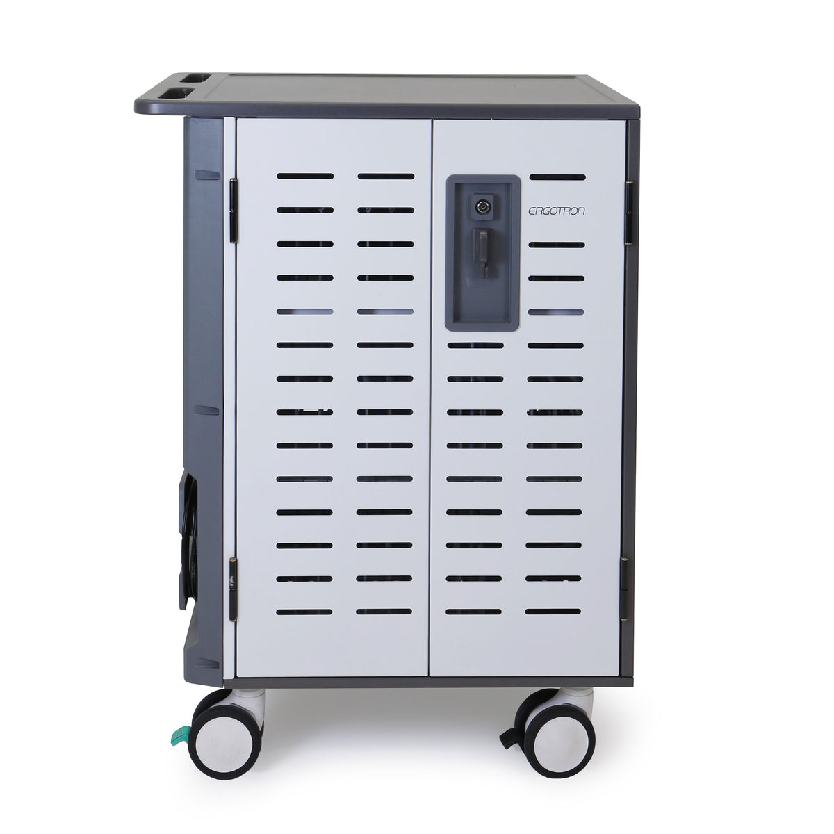 Ergotron Zip40 - Charging and management cart - for 40 tablets / notebooks - lockable - steel - gray, white - screen size: up to 15.6"