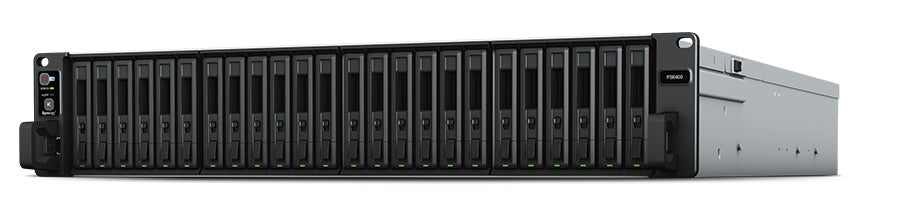 Synology FlashStation FS6400 - Servidor NAS - 24 bahías - Montaje en bastidor - RAID (expansión de disco duro) 0, 1, 5, 6, 10, JBOD, RAID F1 - RAM 32 GB - Gigabit Ethernet / 10 Gigabit Ethernet - Asistencia iSCSI - 2U