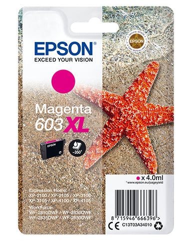 Epson 603XL - 4 ml - XL - magenta - original - blister - cartucho de tinta - para Expression Home XP-2150, 2155, 3150, 3155, 4150, 4155, WorkForce WF-2820, 2840, 2845, 2870