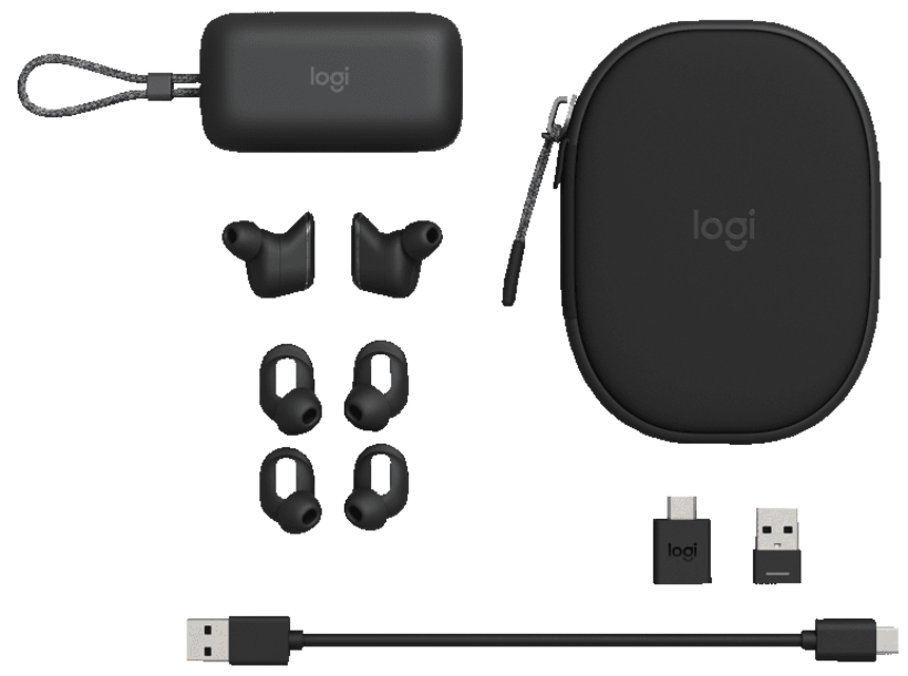 Logitech Zone True Wireless - Auscultadores sem fios com microfonoe - intra-auricular - bluetooth - cancelamento de ruído activo - grafite