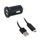 CARGADOR COCHE MOOOV 2XUSB 2.4A BLANCO + CABLE USB / TIPO C 1M