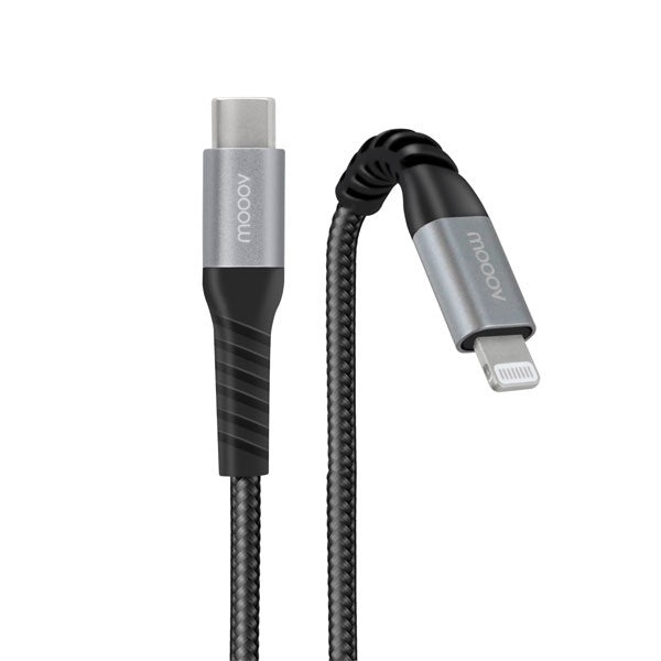 MOOOV LIGHTNING CABLE MFI/USB-C REINFORCED ULTIMATE FOR IPHONE IPAD 1 M BLACK