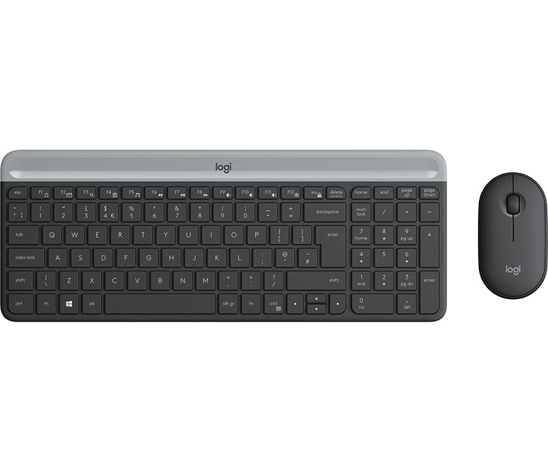 Logitech Slim Wireless Combo MK470 - Conjunto de teclado e rato - sem fios - 2.4 GHz - QWERTY - Espanhol - grafite