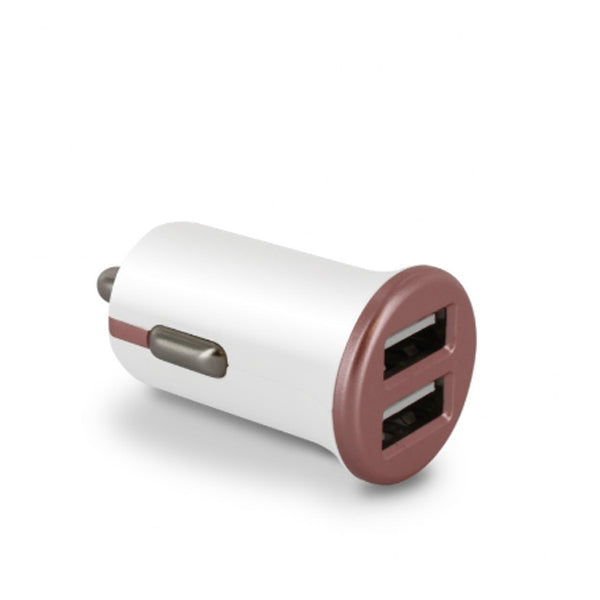 CAR CHARGER 2 X USB PINK/GOLD 2.4AMP