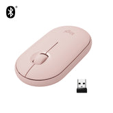 Logitech Pebble M350 - Mouse - optical - 3 buttons - wireless - Bluetooth, 2.4 GHz - USB wireless receiver - pink