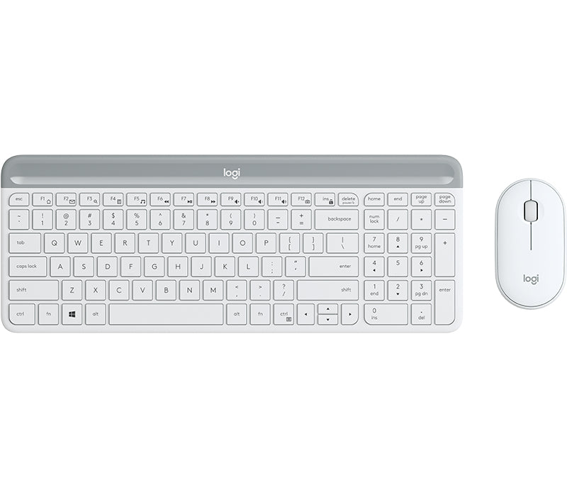 Logitech Slim Wireless Combo MK470 - Combo de teclado y mouse - Inalámbrico - 2.4GHz - Estándar internacional de EE. UU. - Blanco roto