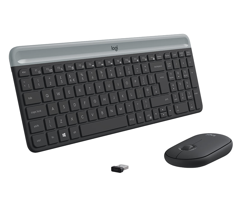 Logitech Slim Wireless Combo MK470 - Conjunto de teclado e rato - sem fios - 2.4 GHz - Padrão internacional americano - grafite