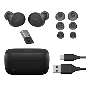 Jabra Evolve2 7 MS - Auscultadores sem fios com microfonoe - intra-auricular - bluetooth - cancelamento de ruído activo - USB-A via adaptador Bluetooth - isolamento de ruído - preto