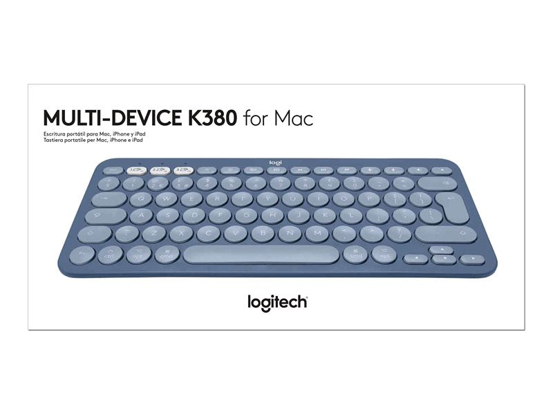 Logitech K380 Multi-Device Bluetooth Keyboard for Mac - Teclado - sem fios - Bluetooth 3.0 - QWERTY - Italiano - mirtilo