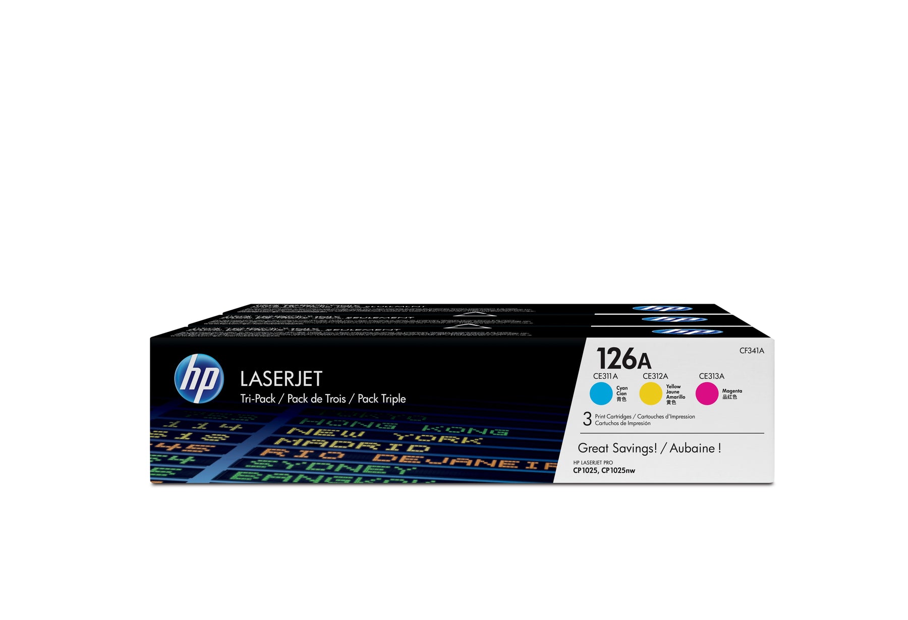 HP 126A - Pack of 3 - Yellow, Cyan, Magenta - Genuine - LaserJet - Toner Cartridge (CF341A) - for Color LaserJet Pro CP1025, LaserJet Pro MFP M175, TopShot LaserJet Pro M275