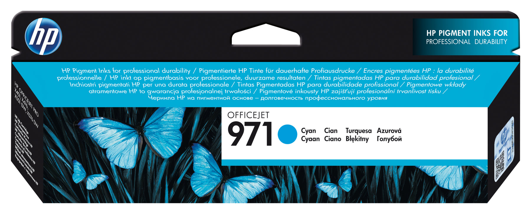 HP 971 - Blue Cyan - Genuine - Ink Cartridge - for Officejet Pro X451dn, X451dw, X476dn MFP, X476dw MFP, X551dw, X576dw MFP