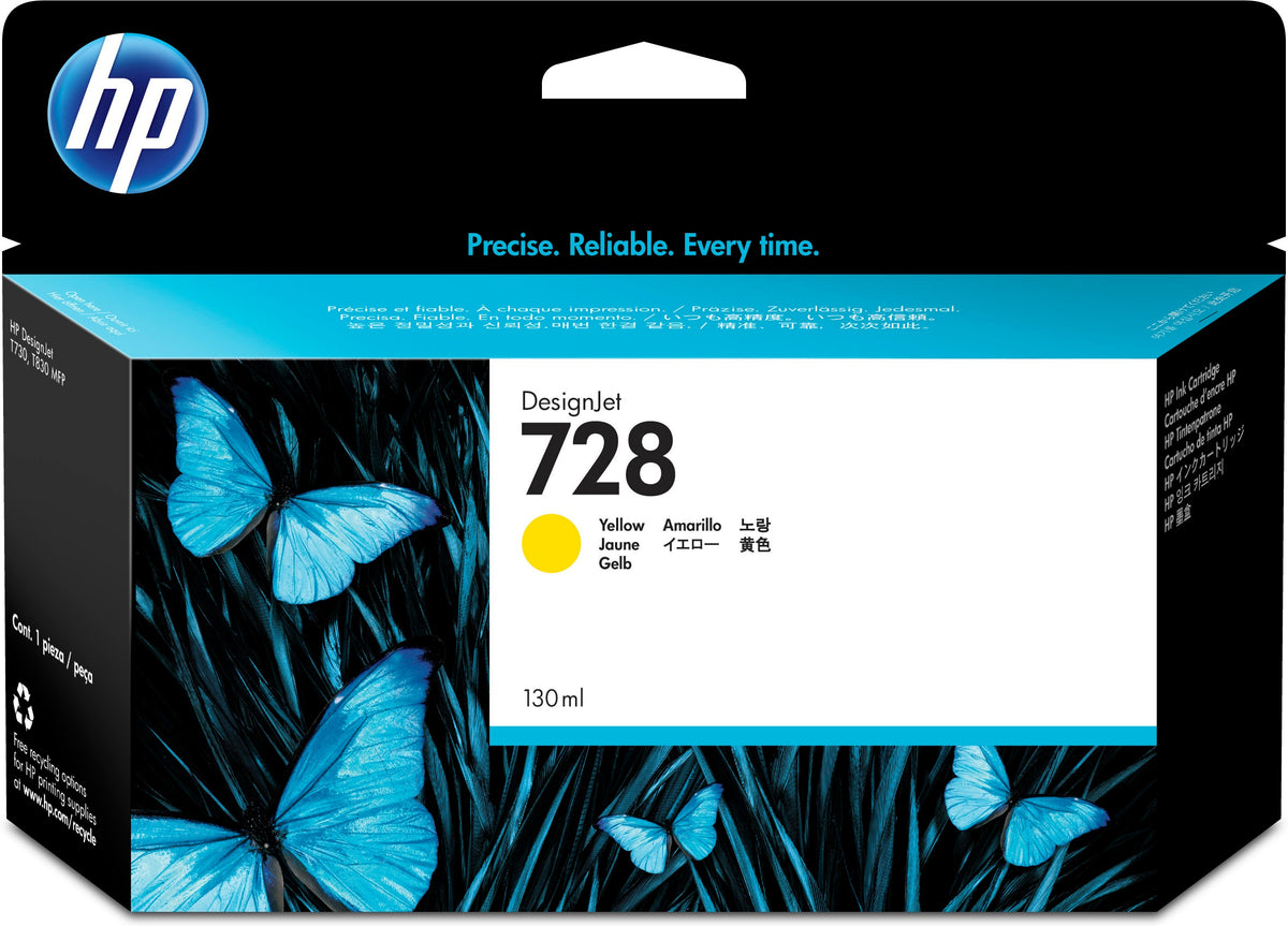 HP 728 - 130 ml - yellow - original - DesignJet - ink cartridge - for DesignJet T730, T830