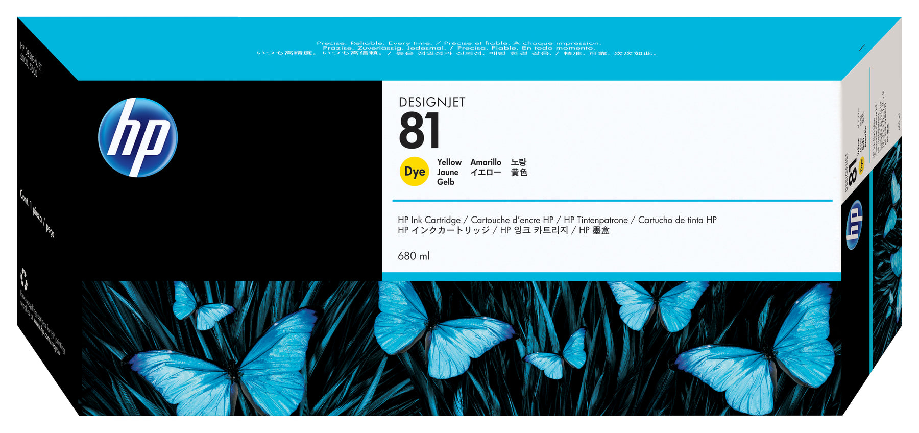 HP 81 - 680 ml - amarillo - original - DesignJet - cartucho de tinta - para DesignJet 5000, 5000ps, 5000ps uv, 5000uv, 5500, 5500 uv, 5500mfp, 5500ps, 5500ps uv